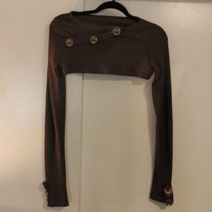 Brown Skinnyfit Button Shrug